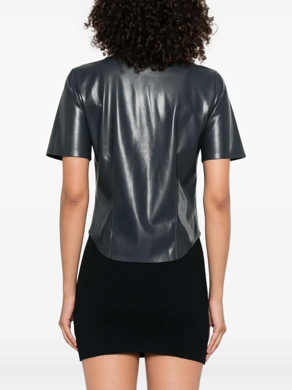 Nanushka Clare blouse met korte mouwen en knopen Blauw