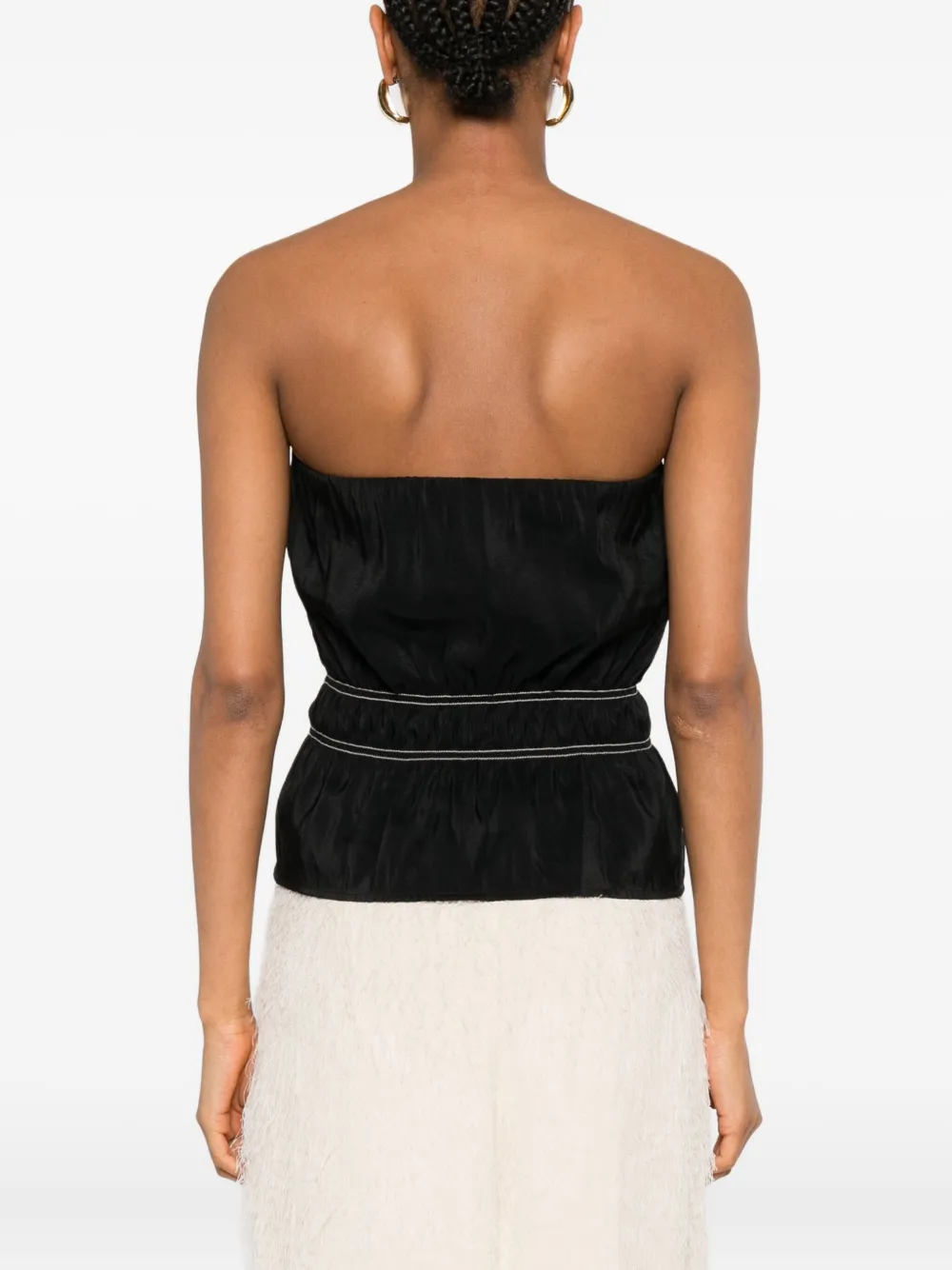 Nanushka Bandeau top met gesmockt detail Zwart