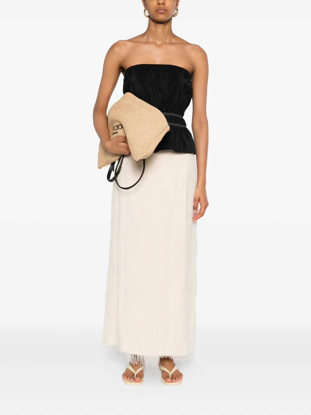 Nanushka Bandeau top met gesmockt detail Zwart