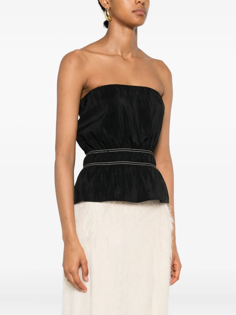 Nanushka Bandeau top met gesmockt detail Zwart