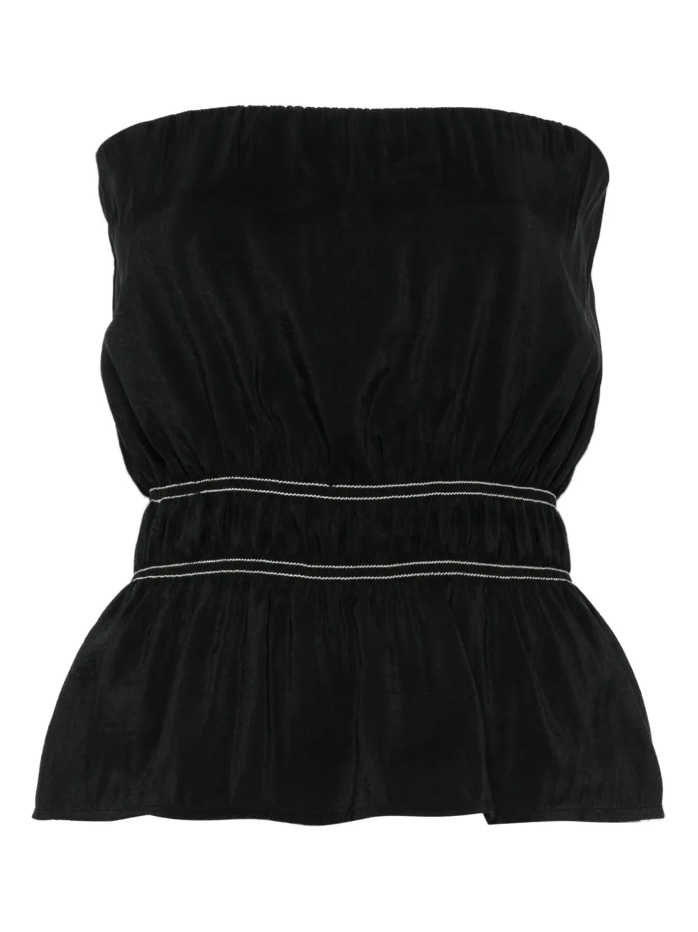 Nanushka Bandeau top met gesmockt detail Zwart
