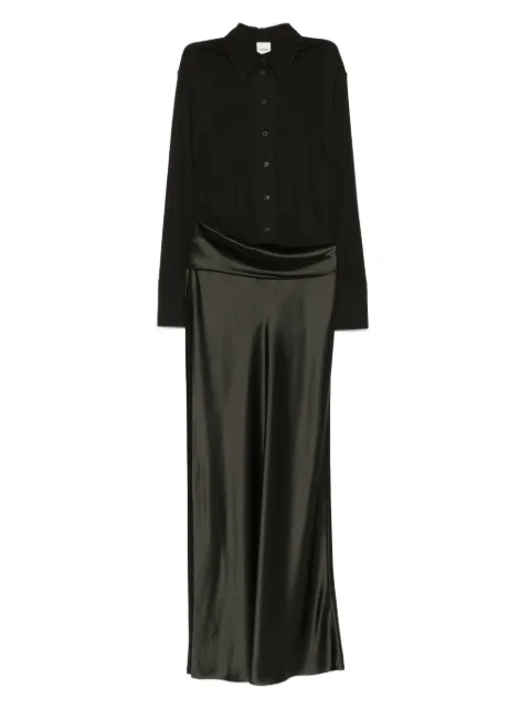 Nanushka satin-paneled asymetrical maxi dress