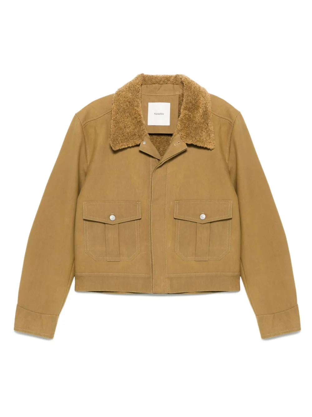 Nanushka faux shearling-collar overshirt | Neutrals | Image 1