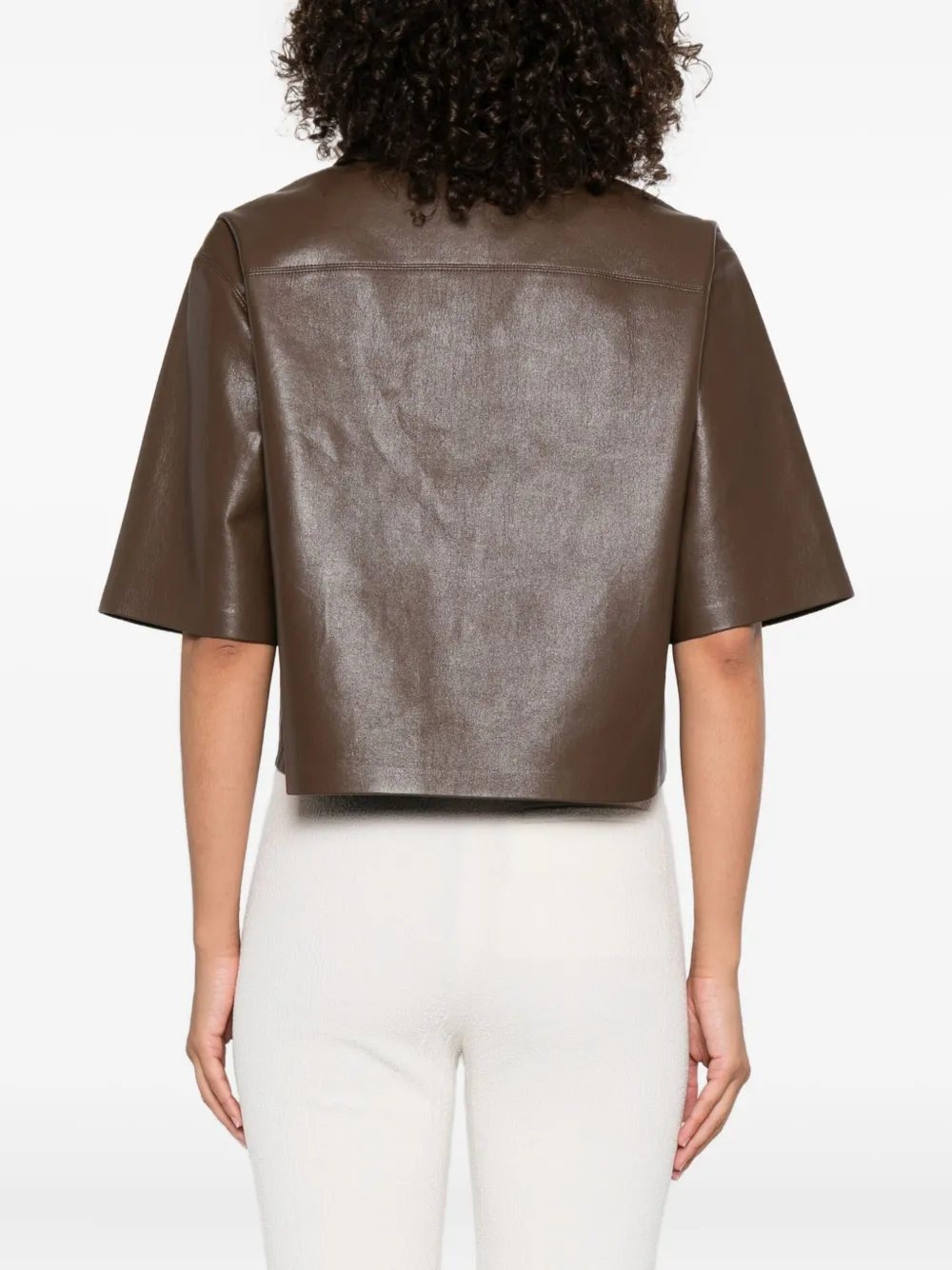 Nanushka Maisie blouse met opgestikte zak Bruin