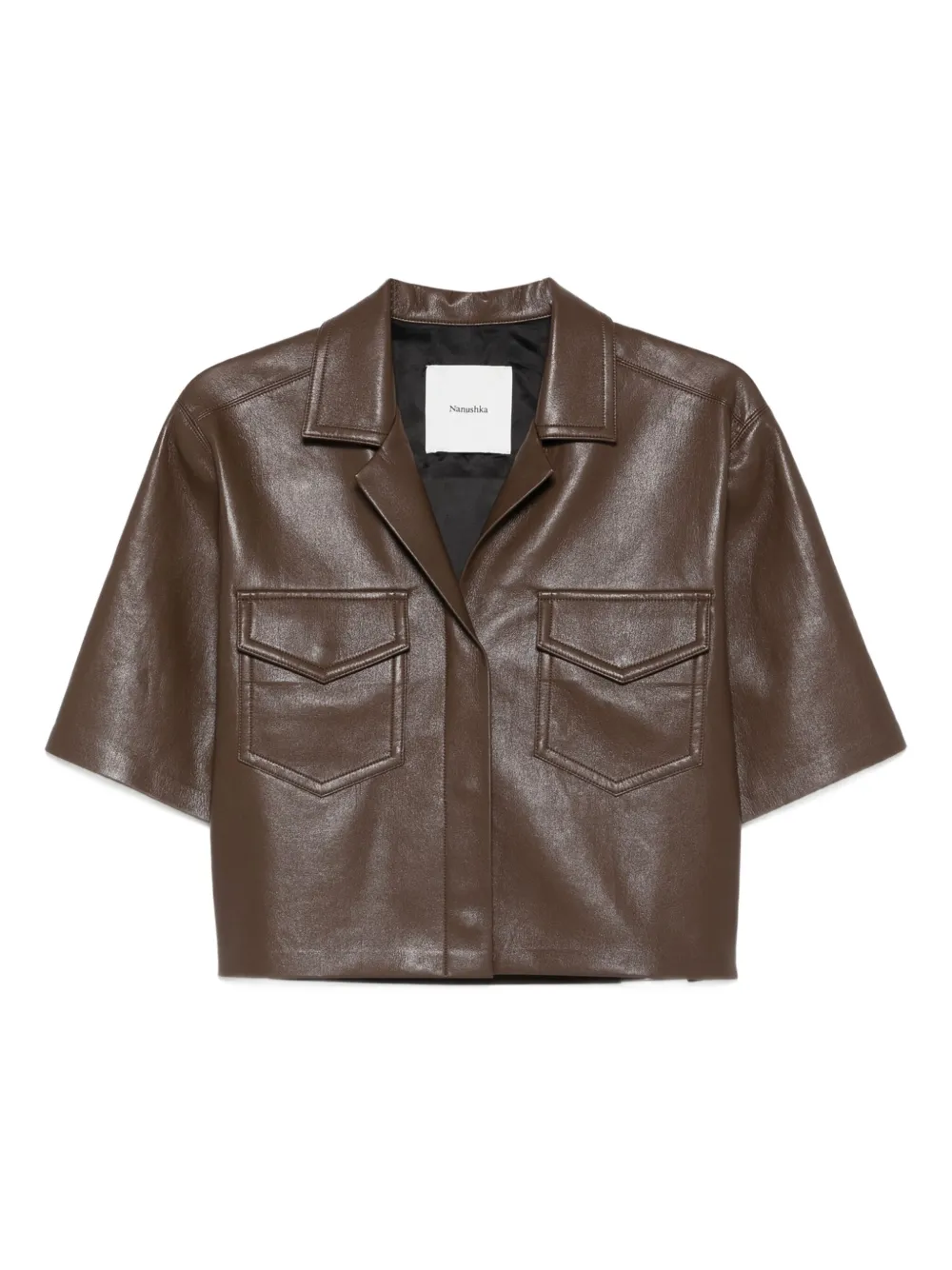 Nanushka Maisie blouse met opgestikte zak Bruin