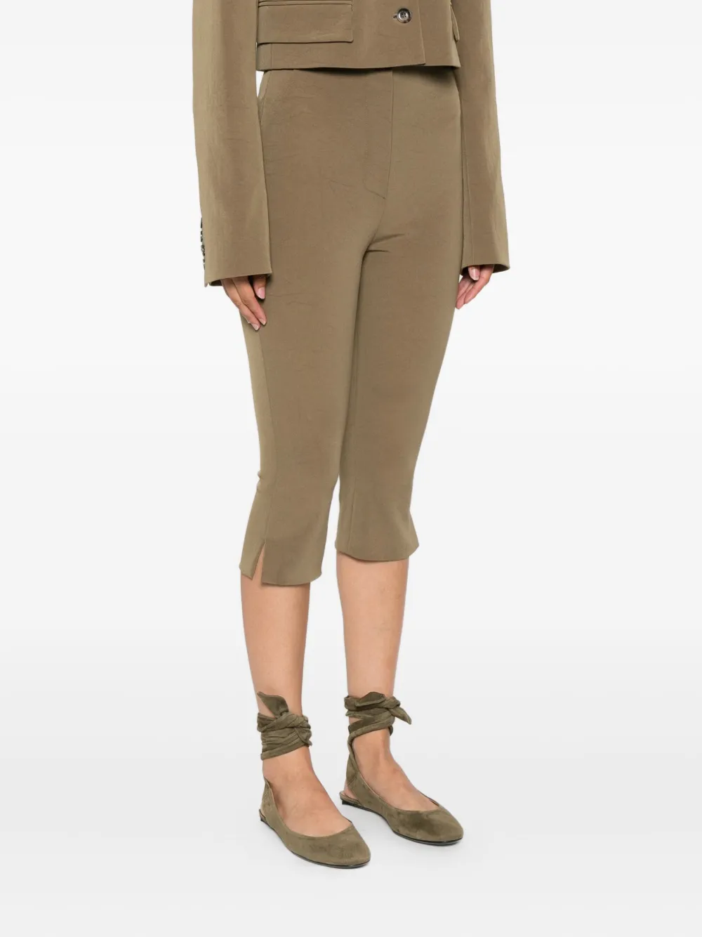 Nanushka Saoirse capri broek met split Groen
