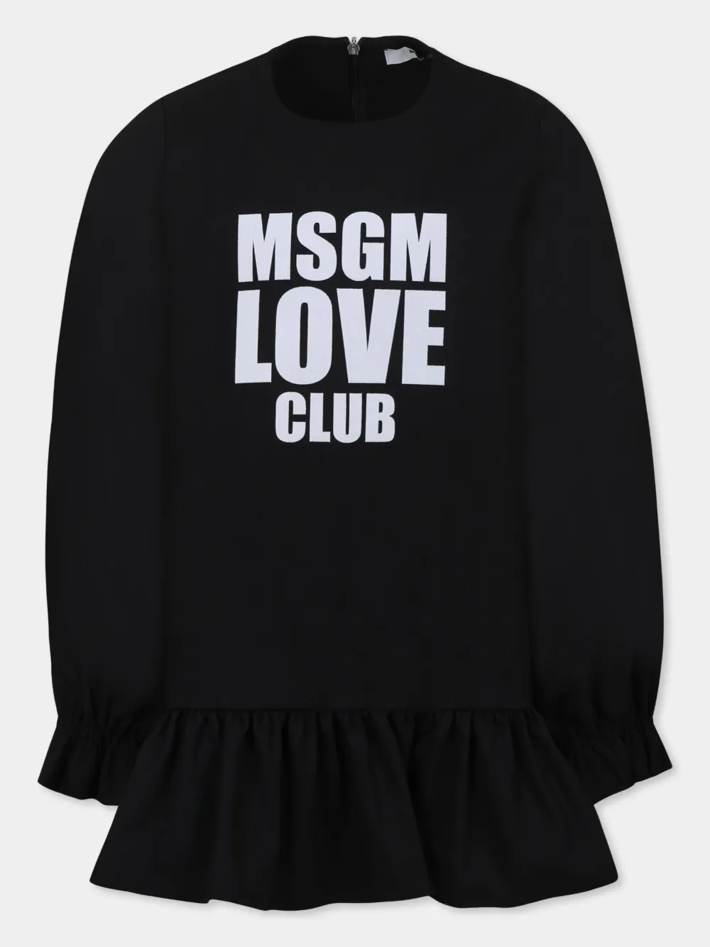 MSGM Kids logo-print ruffled dress Zwart
