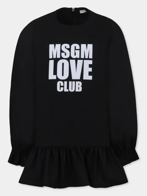 MSGM Kids logo-print ruffled dress