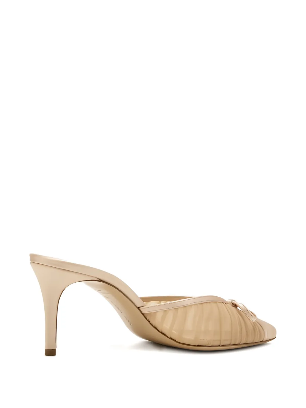 Andrea Wazen 75mm Kris Pleated Bow Mules In Neutral