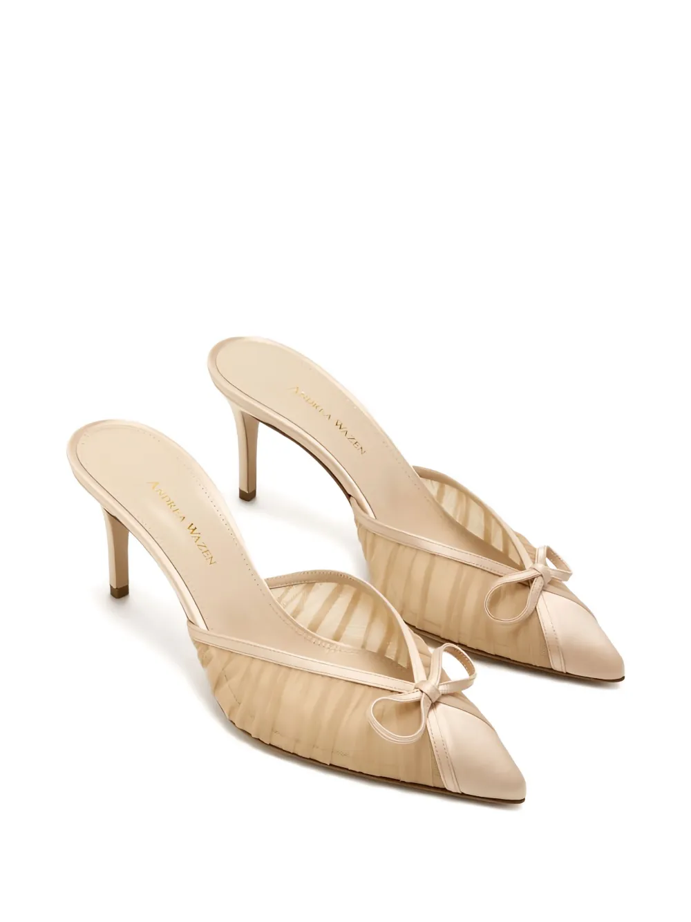 Andrea Wazen  75mm Kris pleated bow mules | Heeled Mules | Image 2