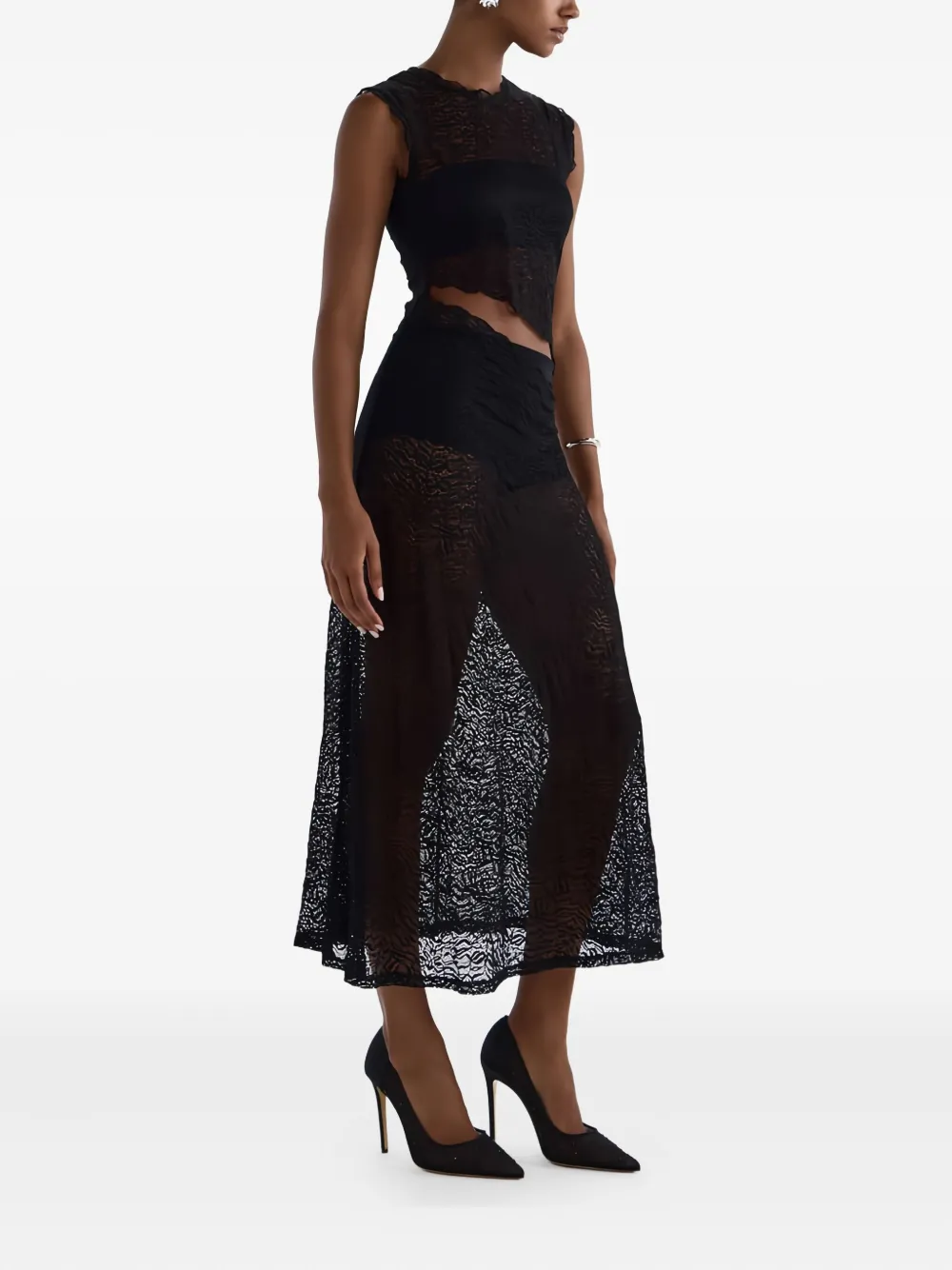 Andrea Wazen 105mm Lore Glitz embellished pumps Black