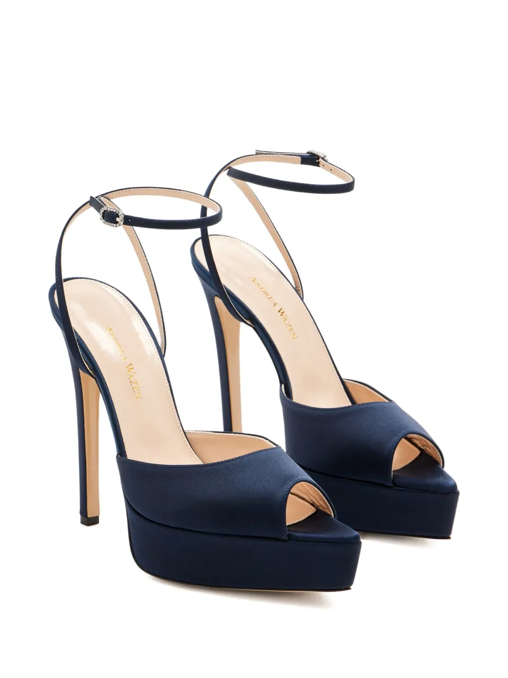 Andrea Wazen 140mm Loulou platform peep-toe sandals Blue