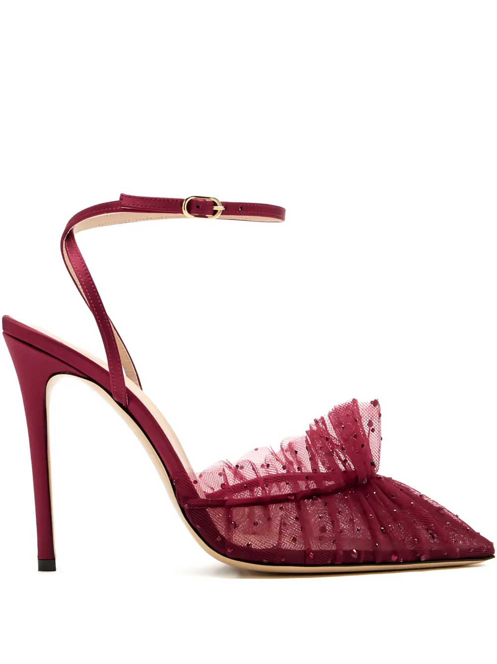 Andrea Wazen  105mm Franca Sparkle embellished ruffled pumps | Red | Image 1