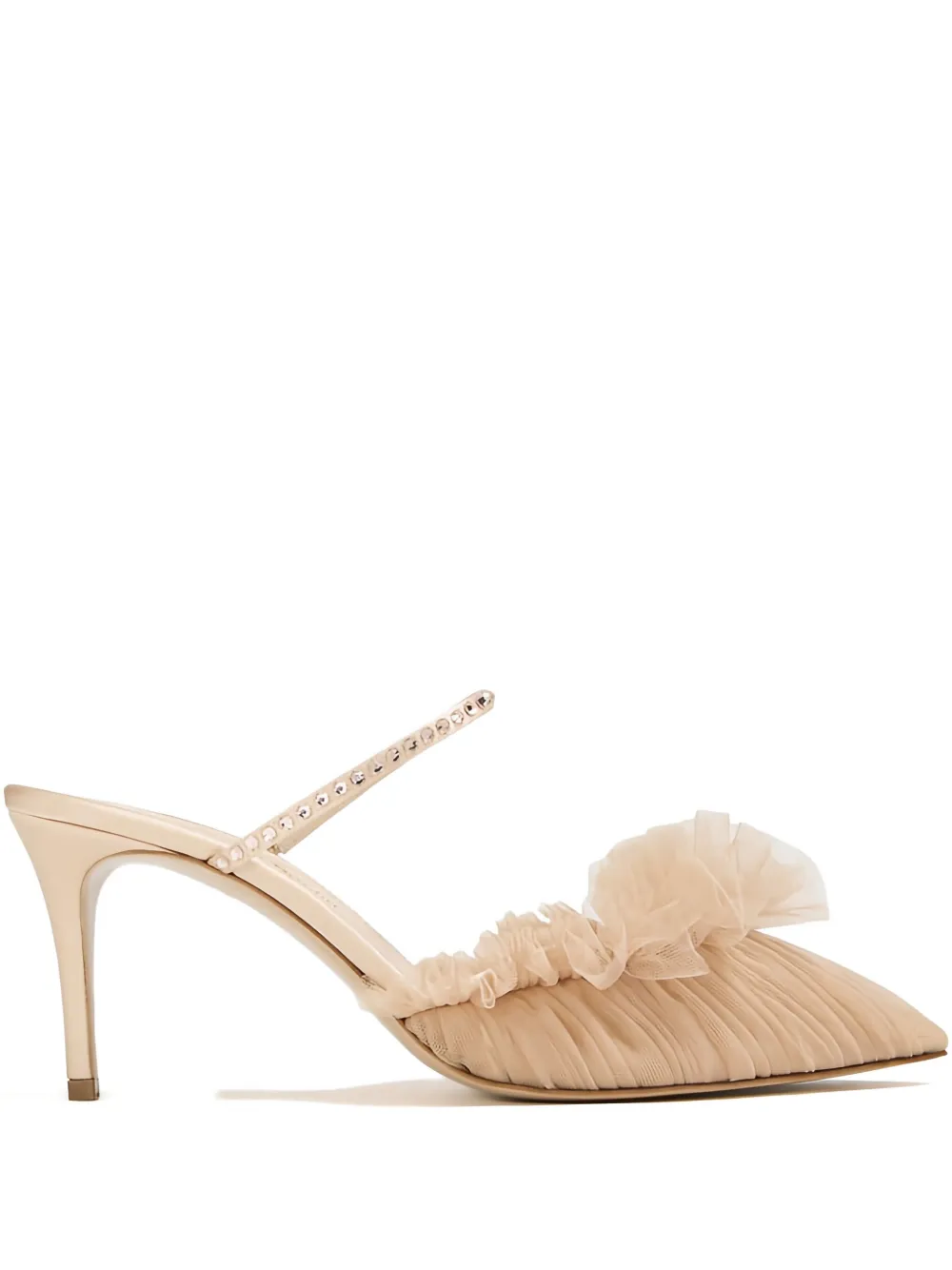 Andrea Wazen  75mm Franca Glitz crystal-embellished mules | Neutrals | Image 1