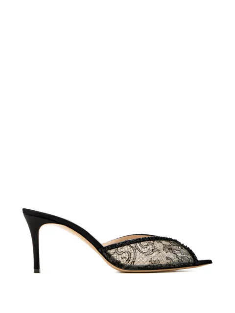 Andrea Wazen Katy lace beaded mules