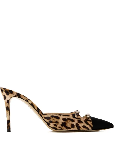Andrea Wazen  85mm Caroline leopard-print stiletto mules