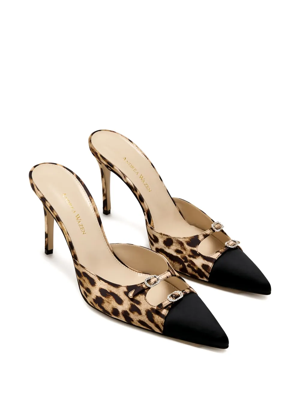 Andrea Wazen  85mm Caroline leopard-print stiletto mules | Heeled Mules | Image 2