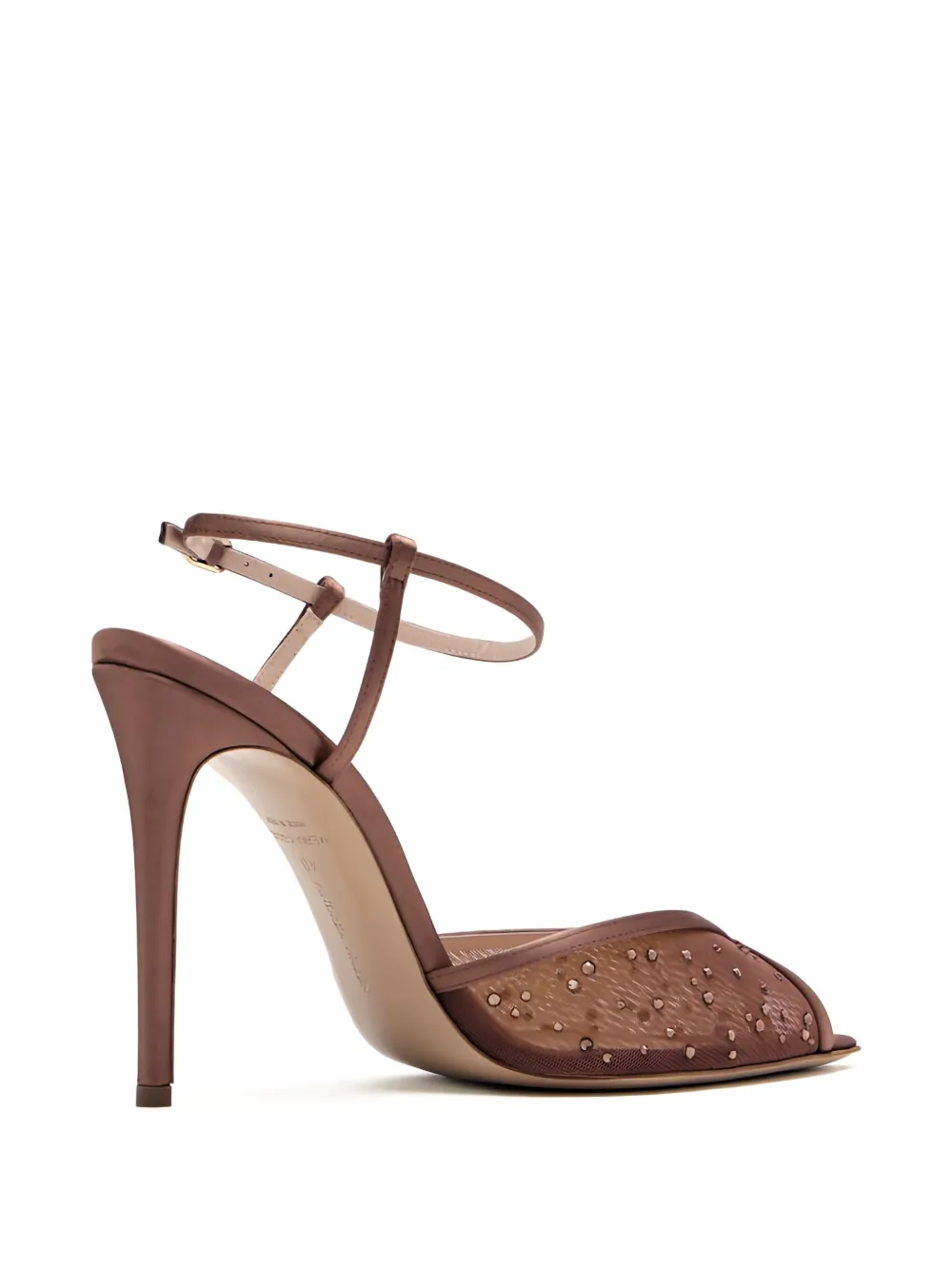 Andrea Wazen 105 mm Katy sandalen verfraaid met kristallen Beige