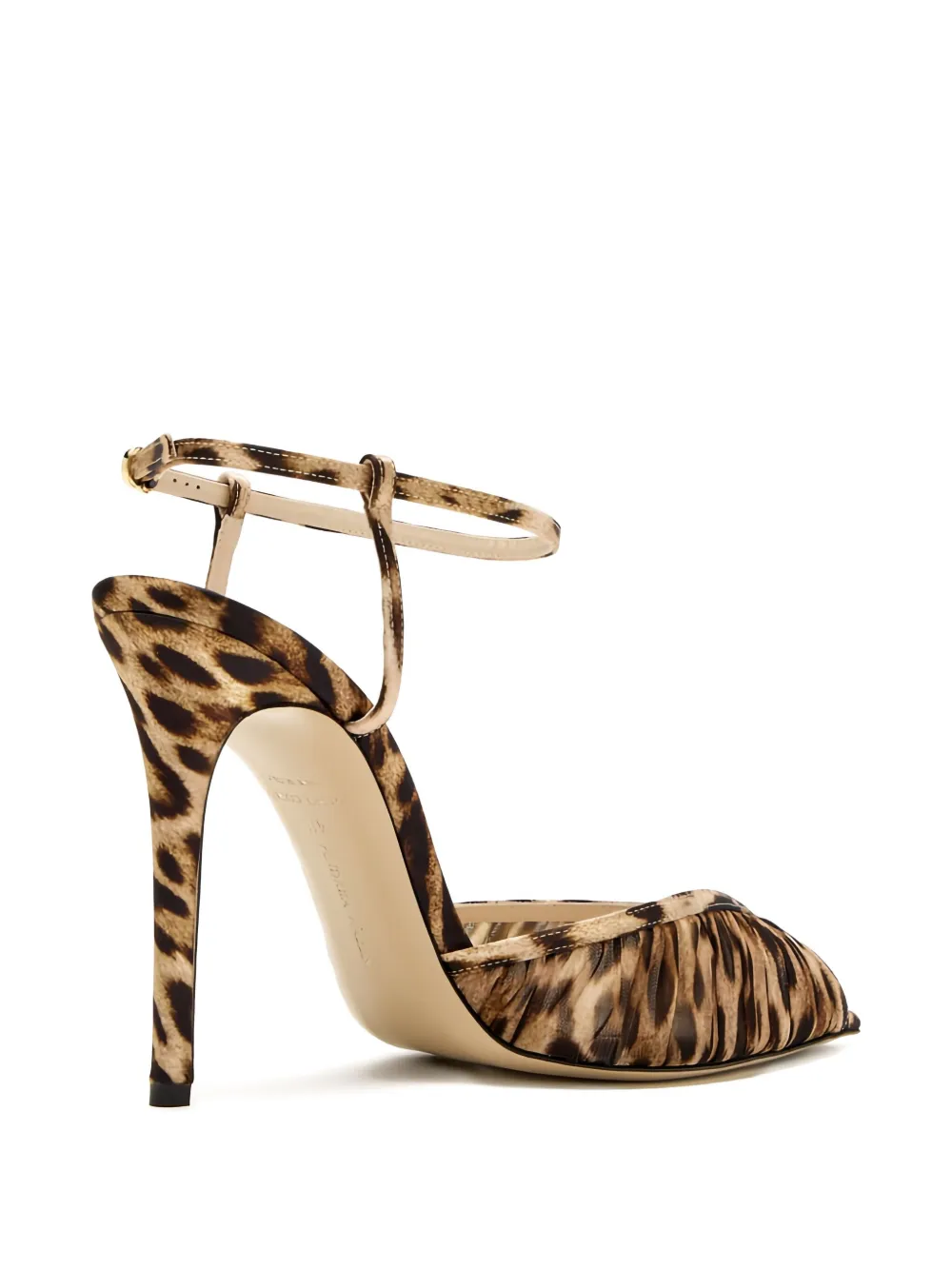 Andrea Wazen 105mm Katy Pleated Ankle-strap Sandals In Neutral