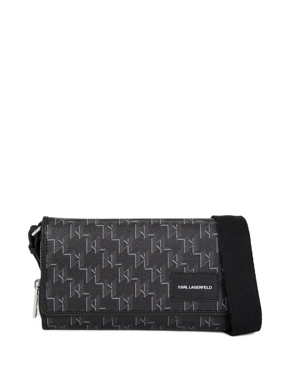 Karl Lagerfeld K/Voyage monogram zip-around crossbody bag | Black | Image 1