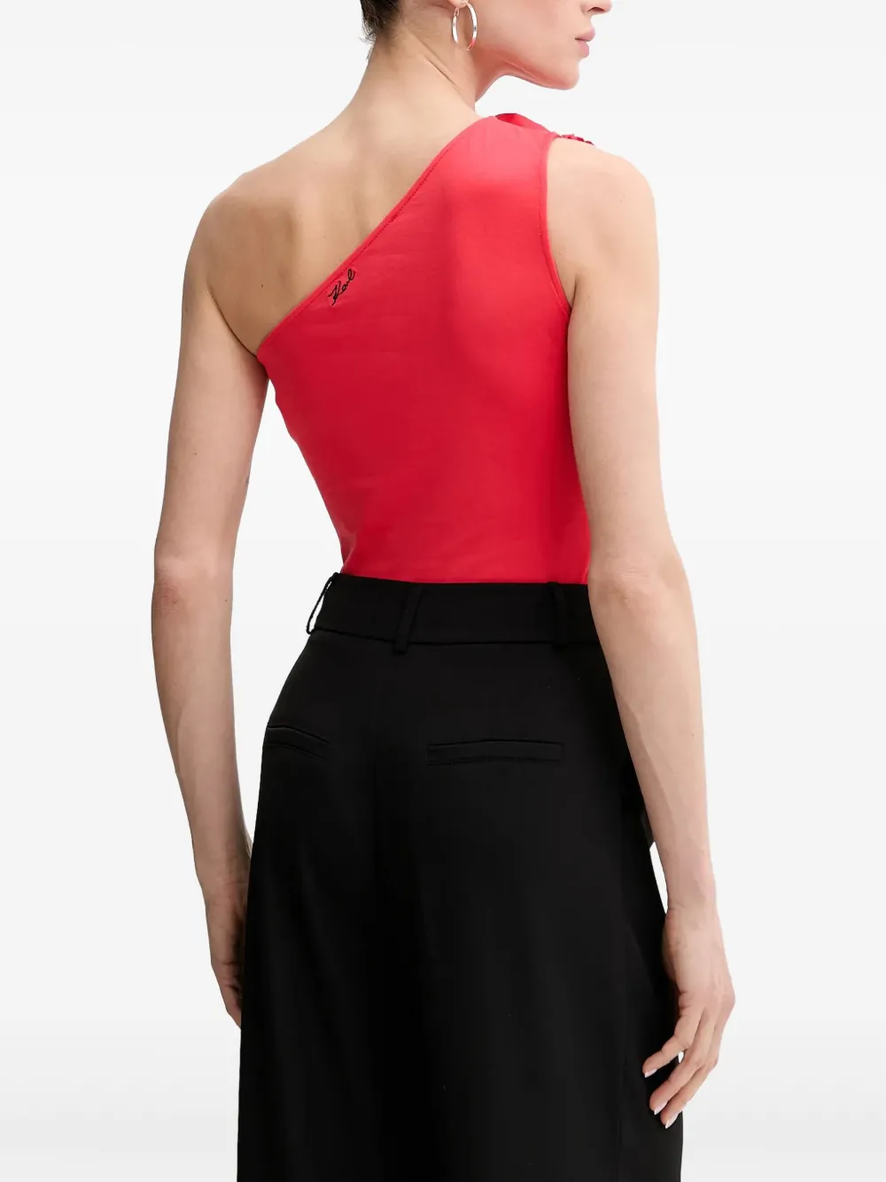 Karl Lagerfeld Asymmetrische top verfraaid met rozen - Rood