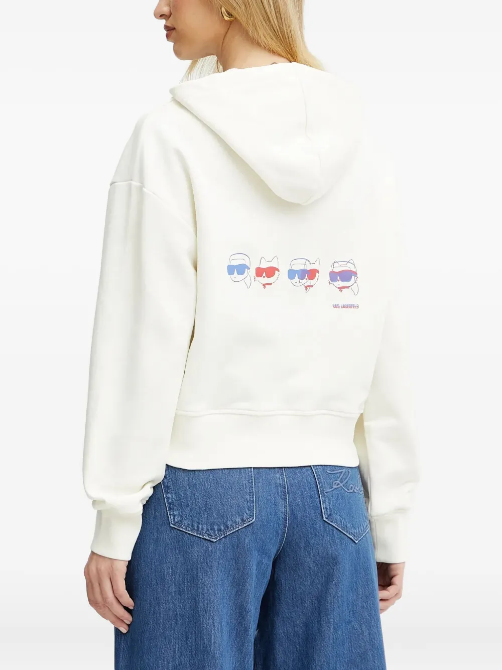 Karl Lagerfeld Hoodie met Choupette patroon Wit