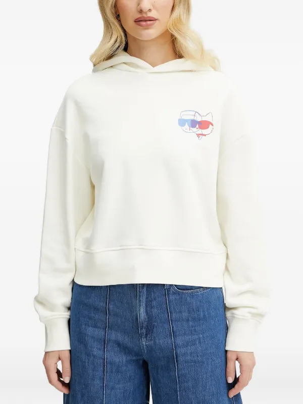Karl Lagerfeld Choupette-motif Hoodie White FARFETCH IN