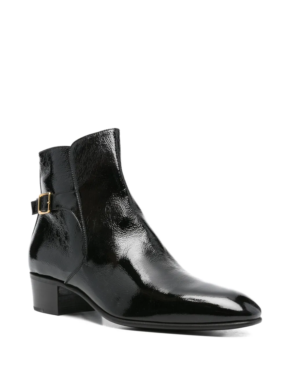 Husbands buckle-fastening patent leather boots Black