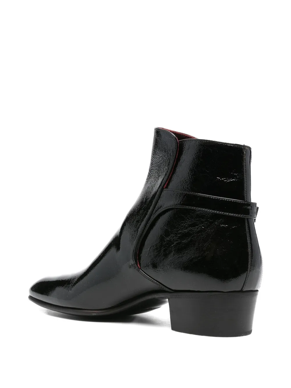 Husbands buckle-fastening patent leather boots Black