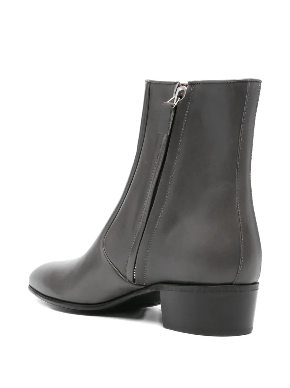 Husbands zip-detail leather boots Grey