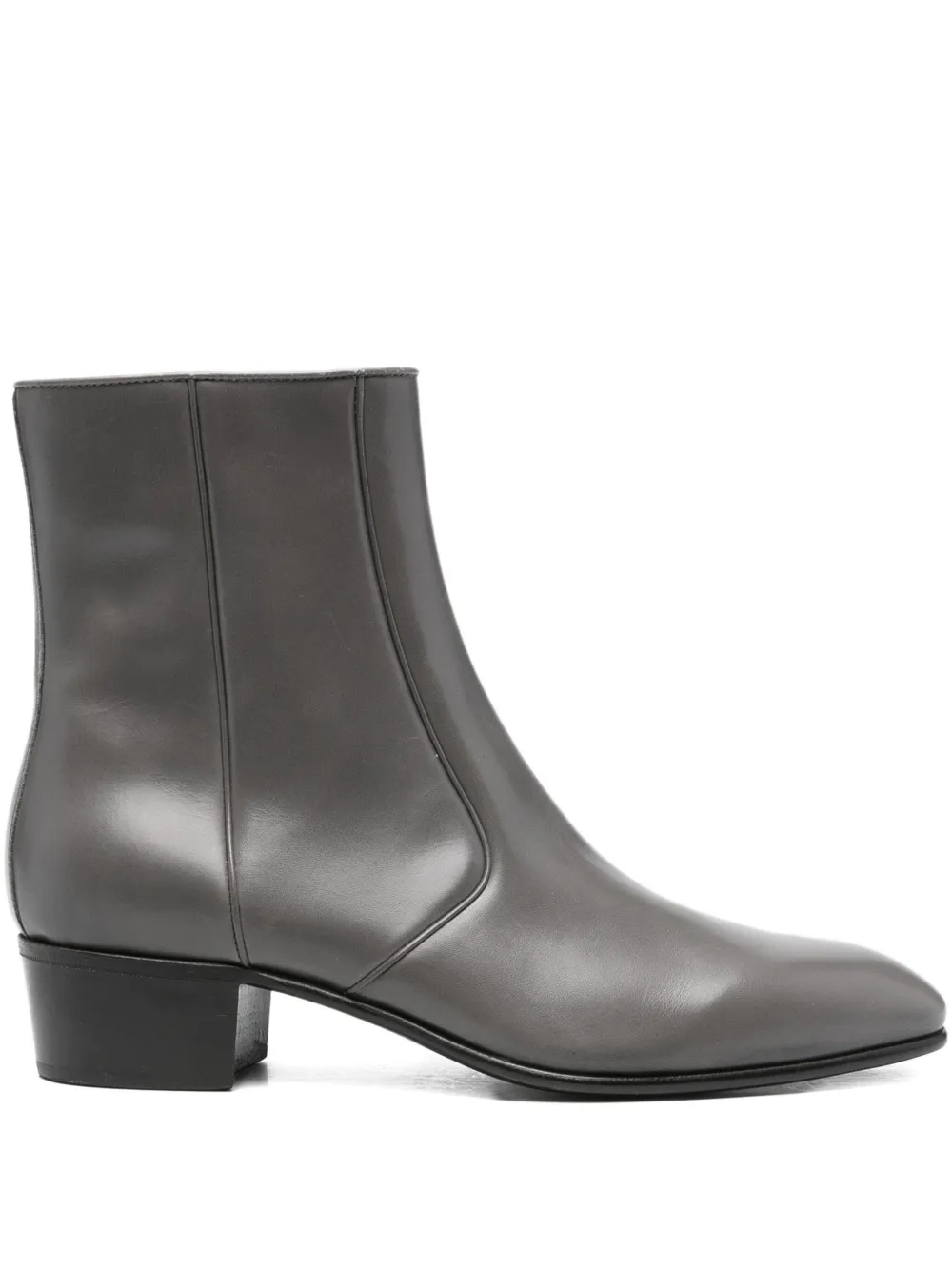 Husbands zip-detail leather boots Grey