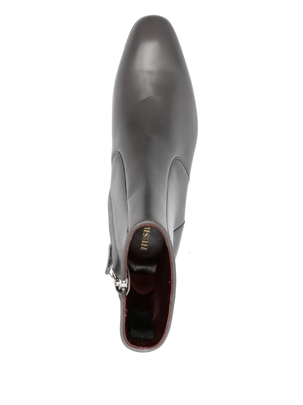 Husbands zip-detail leather boots Grey