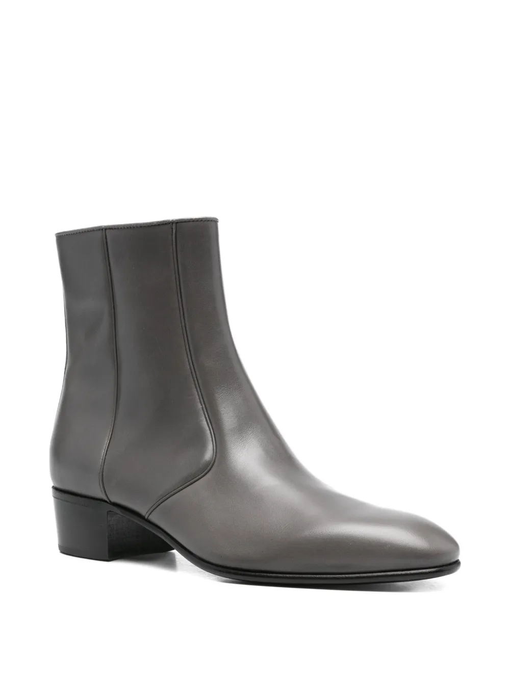Husbands zip-detail leather boots Grey
