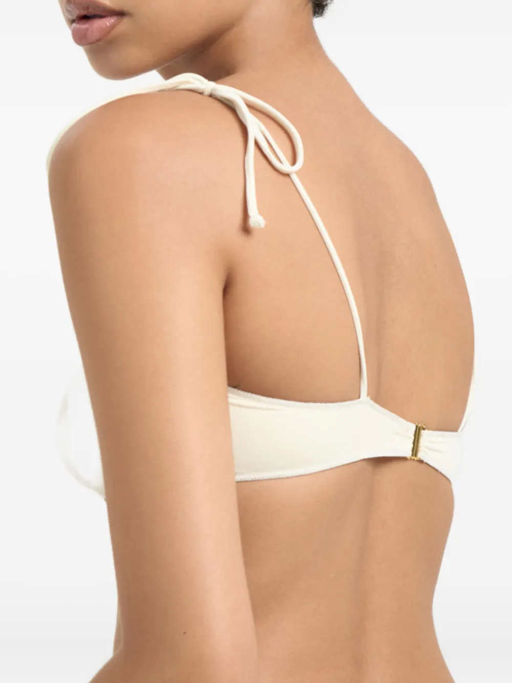 La Reveche Rose-detail Bandeau Bikini Top In White