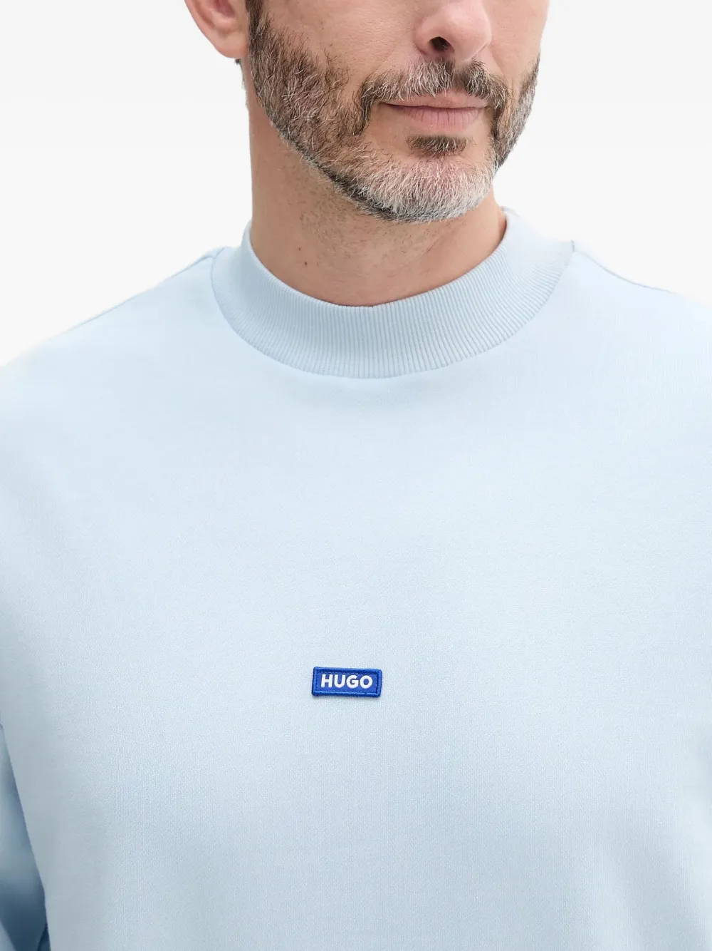 HUGO Katoenen sweater met logopatch Blauw