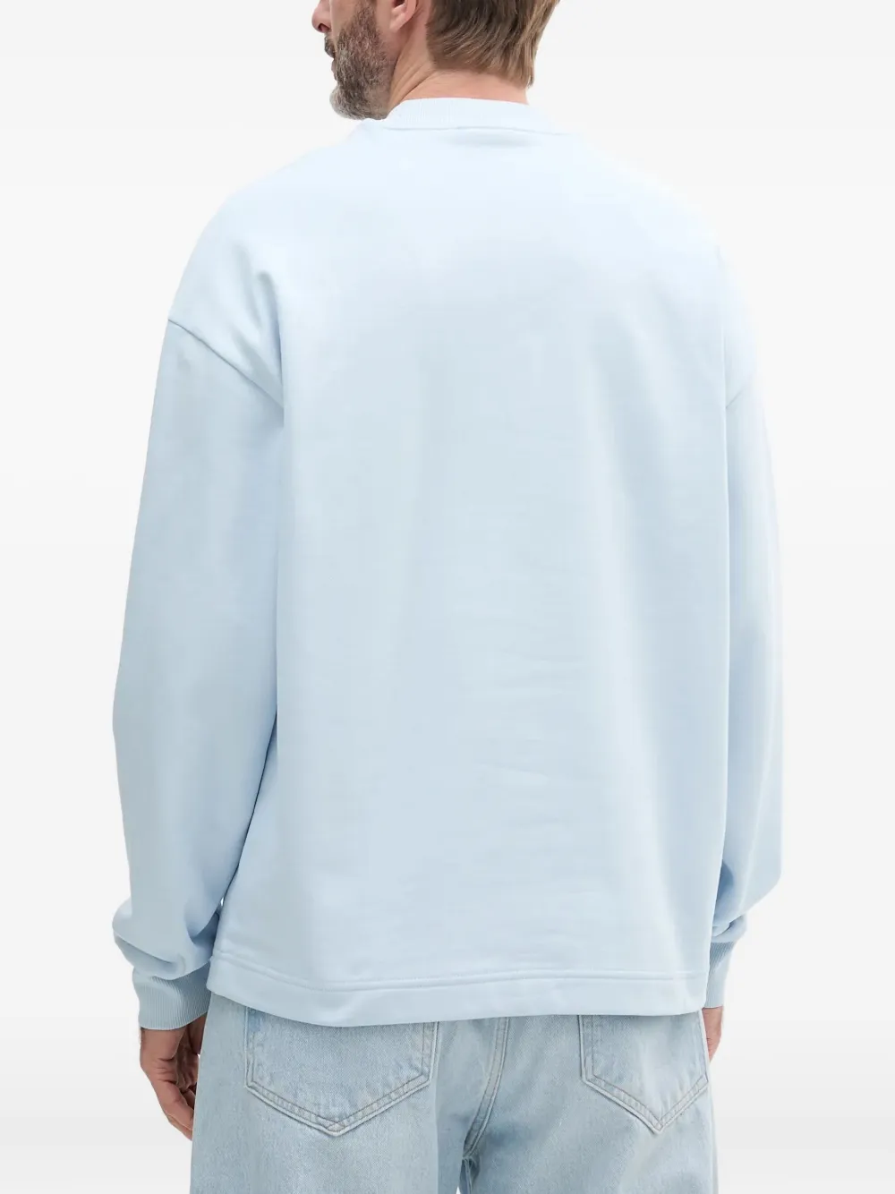 HUGO Katoenen sweater met logopatch Blauw