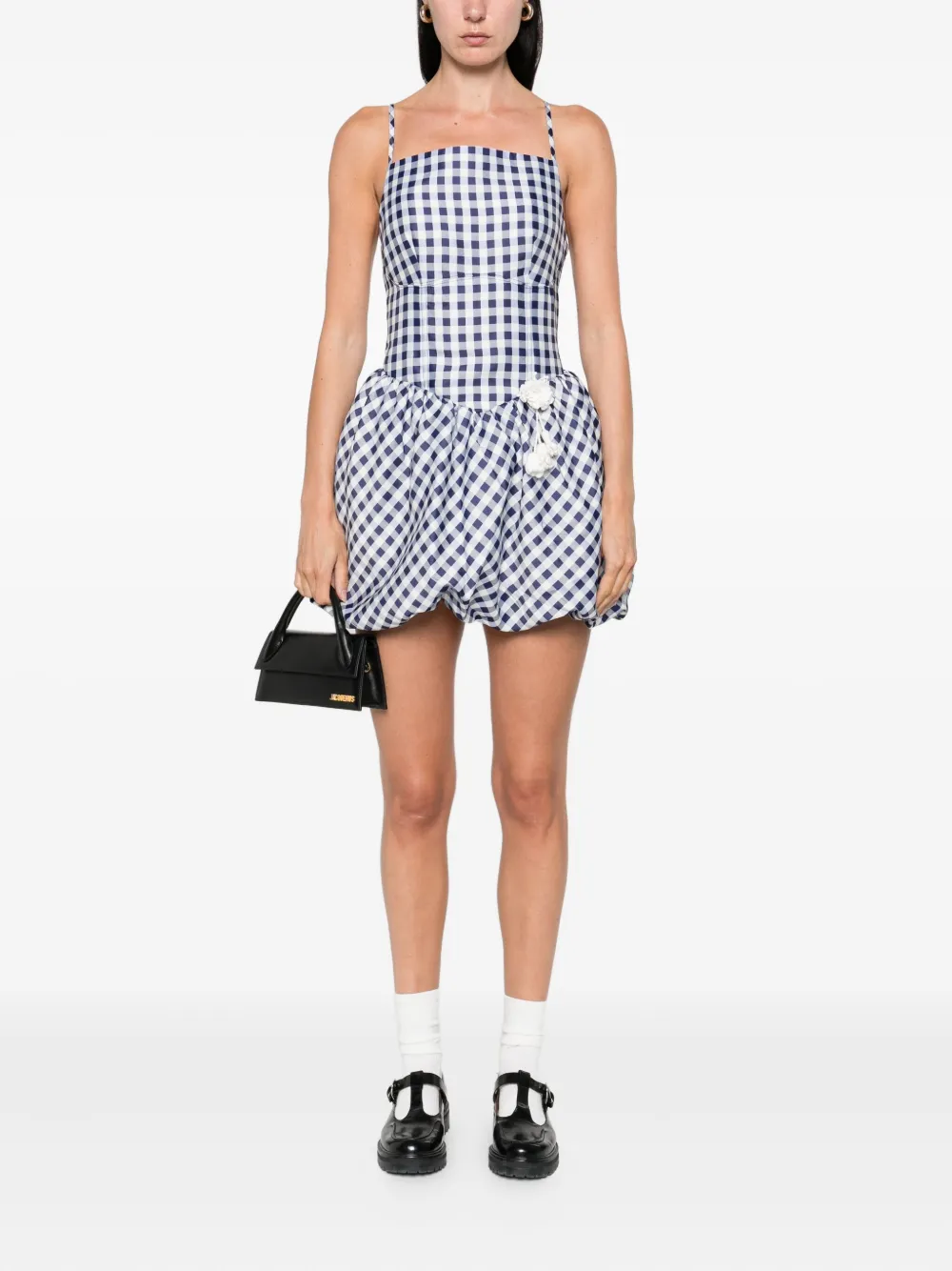 Self-Portrait Mouwloze mini-jurk met gingham-ruit Blauw