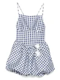 Self-Portrait gingham-pattern sleeveless mini dress - Blue