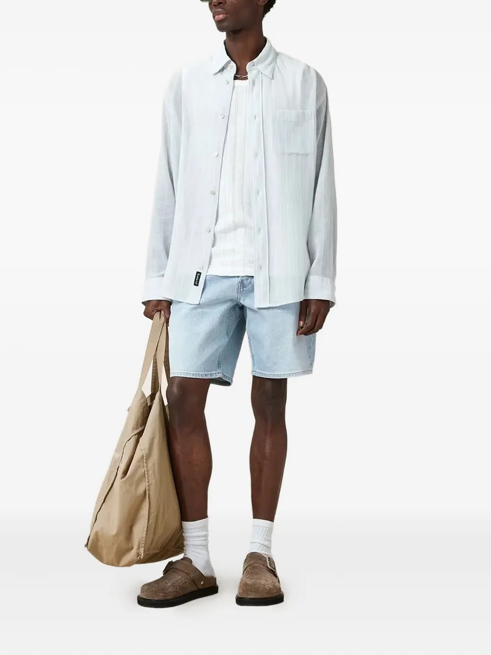 AllSaints Denim shorts met zakken - Blauw