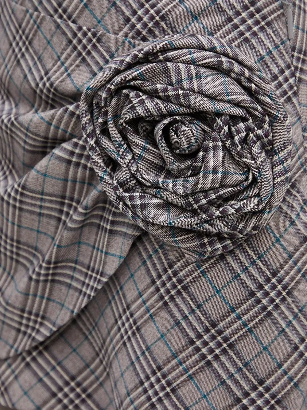 AMBUSH rose-appliqué plaid skirt Grijs