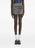 AMBUSH rose-appliqué plaid skirt - Grey