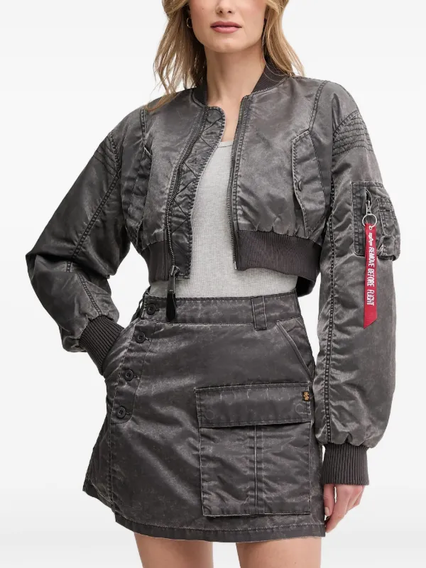 Alpha Industries クロップド ボンバージャケット | グレー | FARFETCH JP