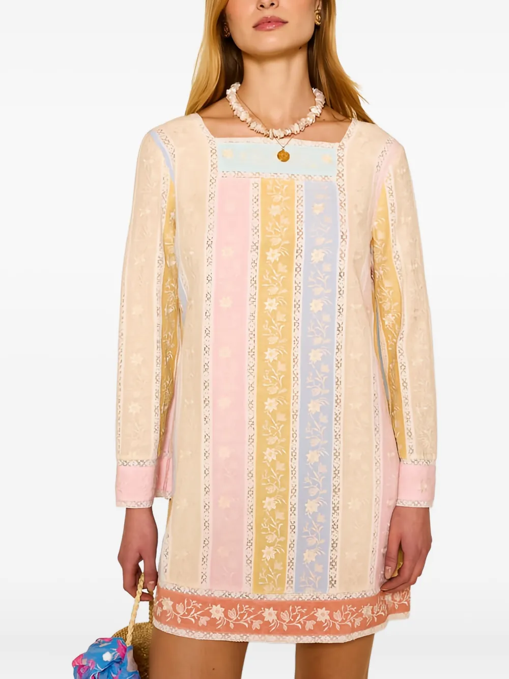 Rixo Abito corto Joane a fiori - Toni neutri