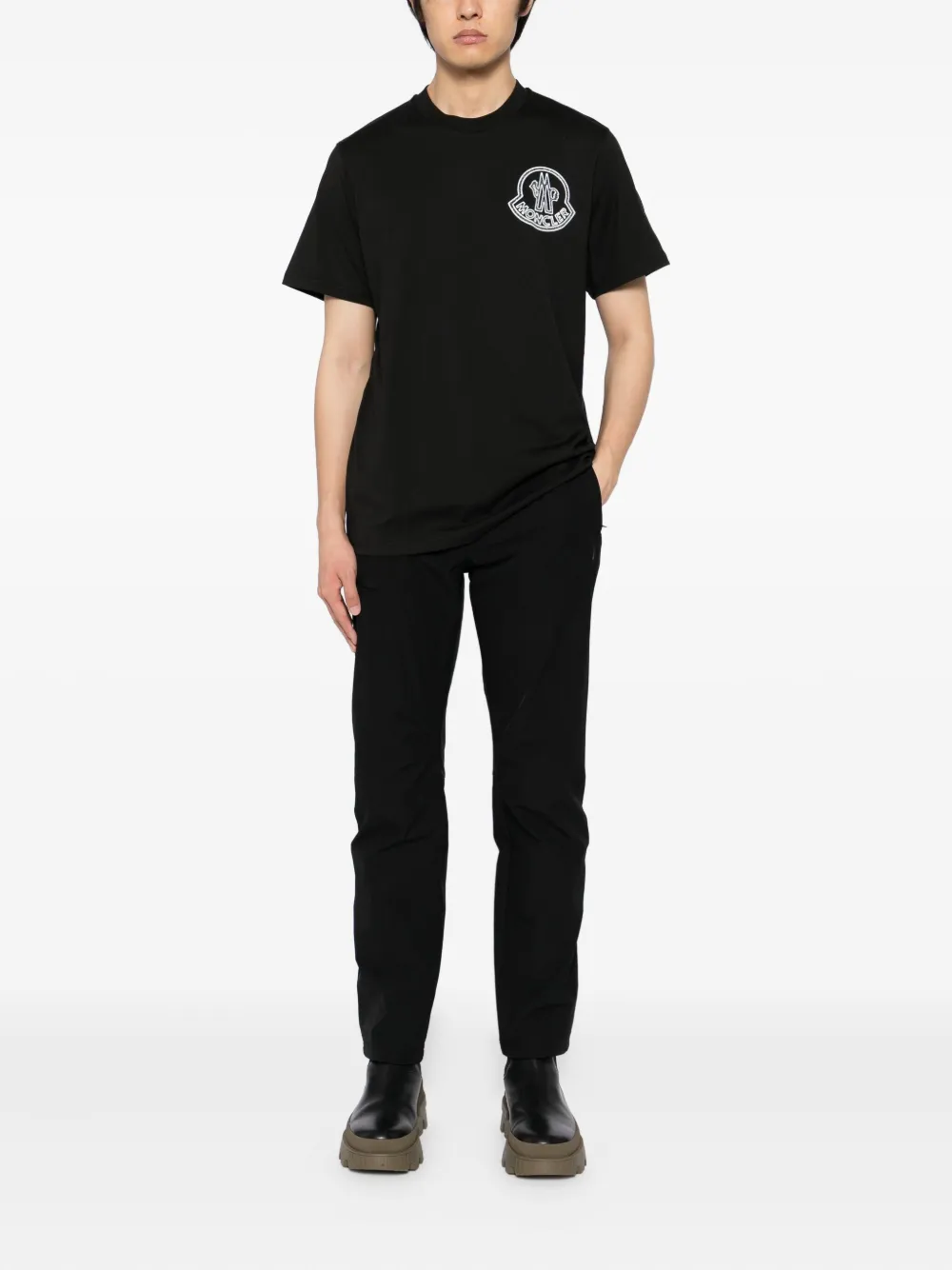 Moncler T-shirt met logoprint Zwart
