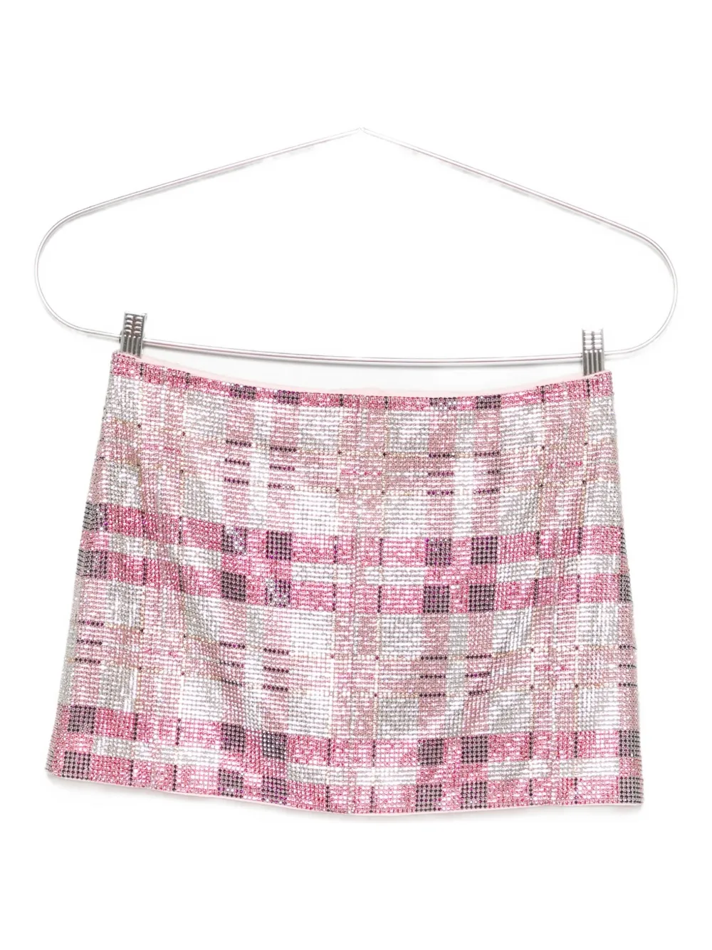 Self-Portrait crystal-embellished plaid mini skirt Roze