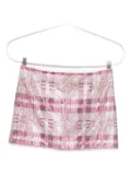 Self-Portrait crystal-embellished plaid mini skirt - Pink
