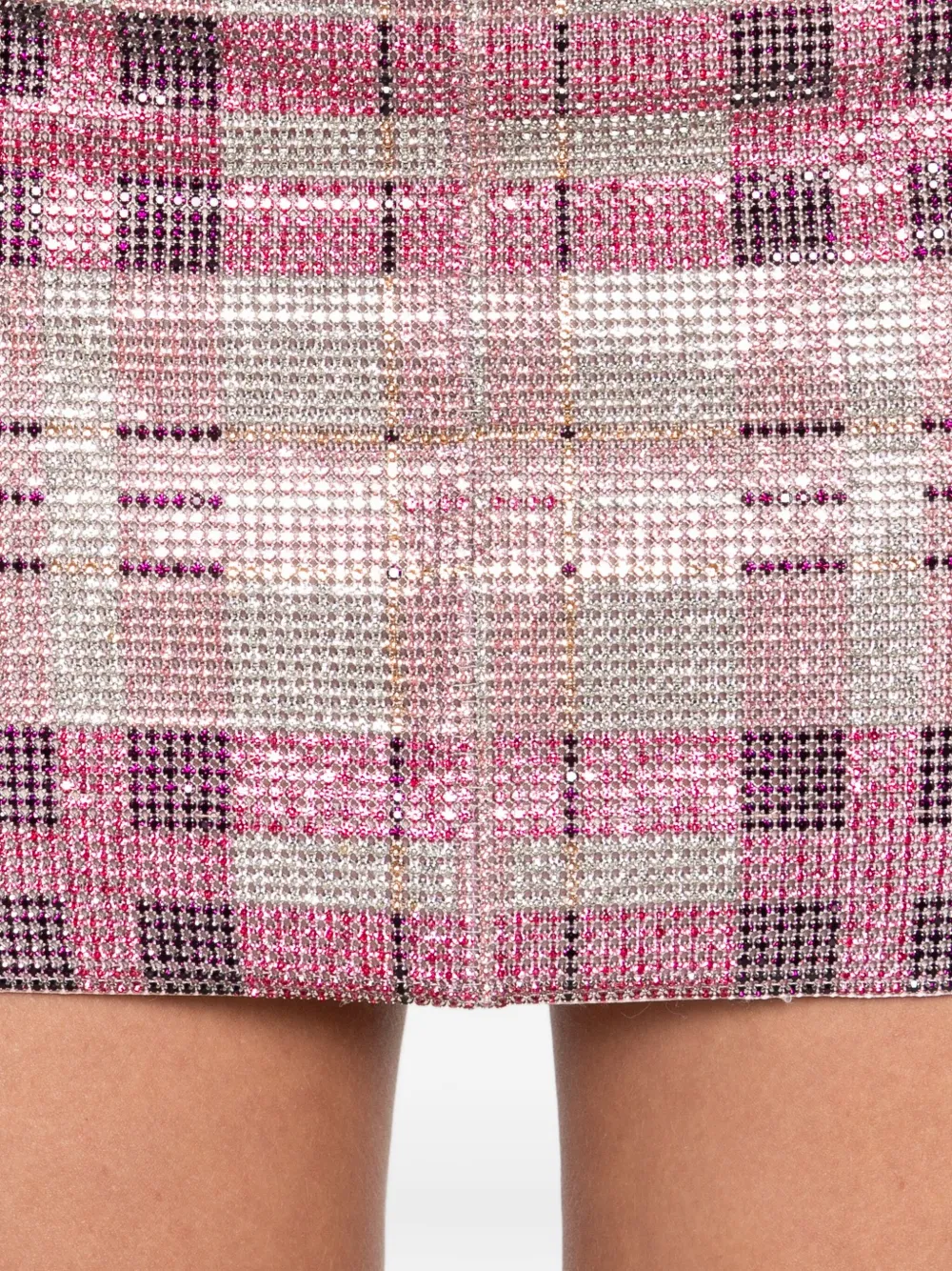 Self-Portrait Geruite mini-rok verfraaid met kristallen Roze