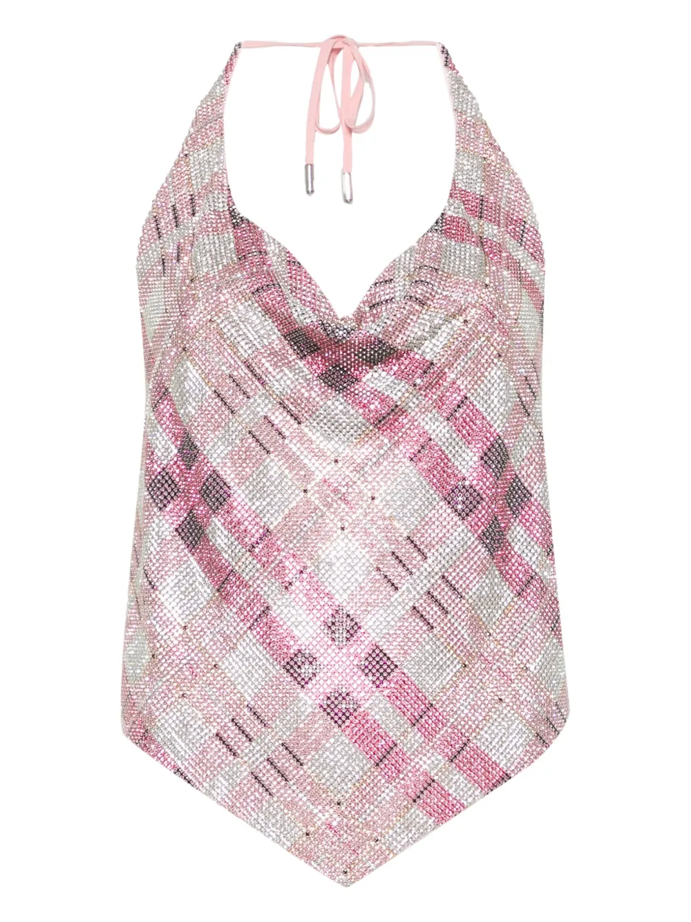 Self-Portrait Top met halternek en kristallen Roze