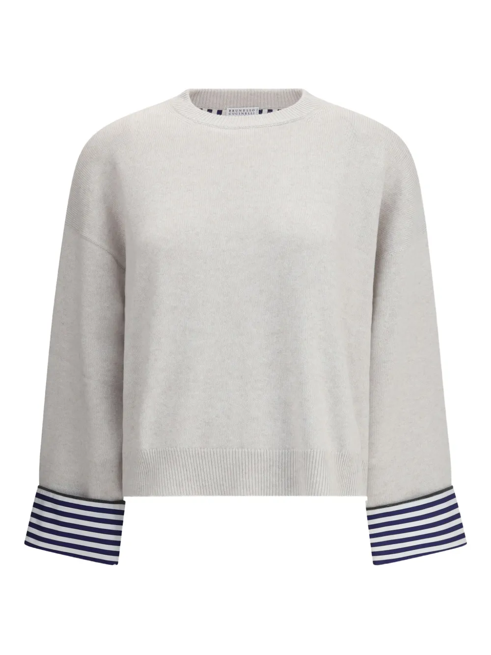 Brunello Cucinelli Top met gestreepte cuffs Beige