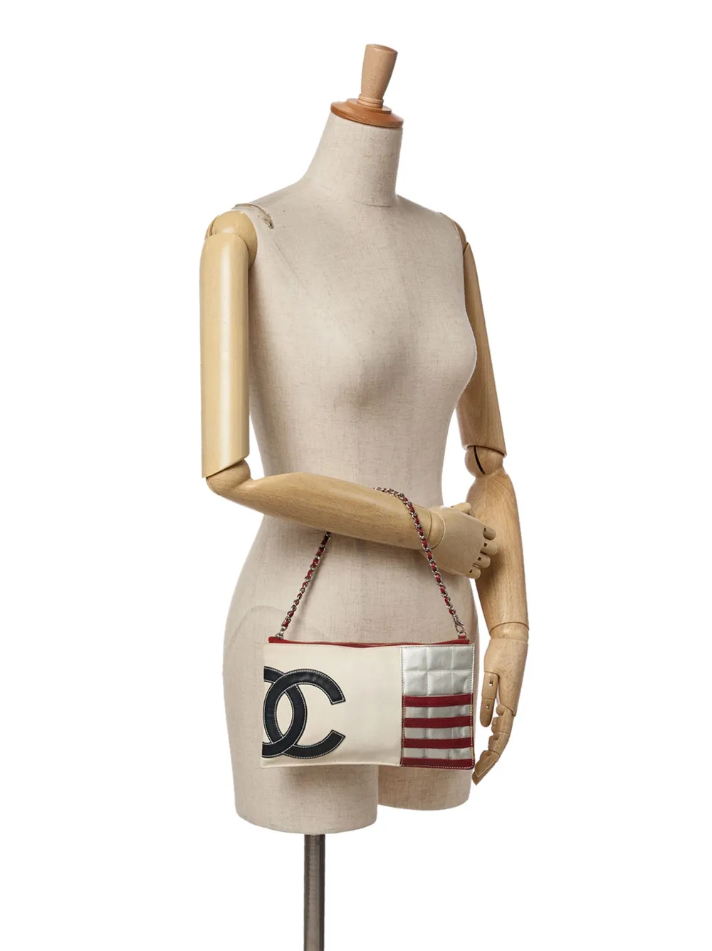 CHANEL Pre-Owned 2002-2003 CC Canvas and Metallic Lambskin Flag Pochette handbag | Pre-Owned | Image 2